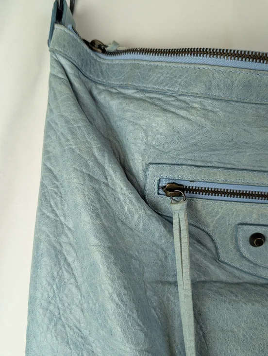 Balenciaga Leather Day Hobo Bag Light Blue Green Purse Shoulder Bag - Picture 8 of 16